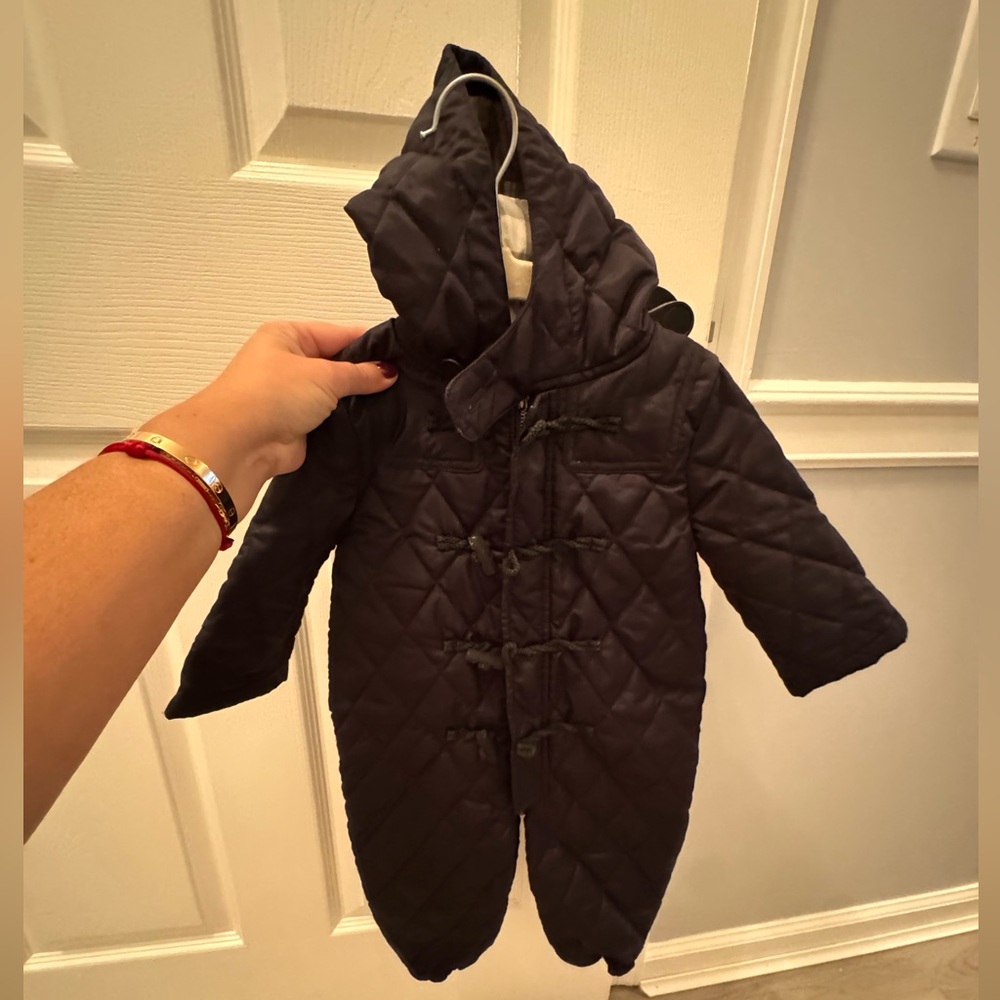 BURBERRY KID'S QUILTED ONE-PIECE FOOTIE JACKET